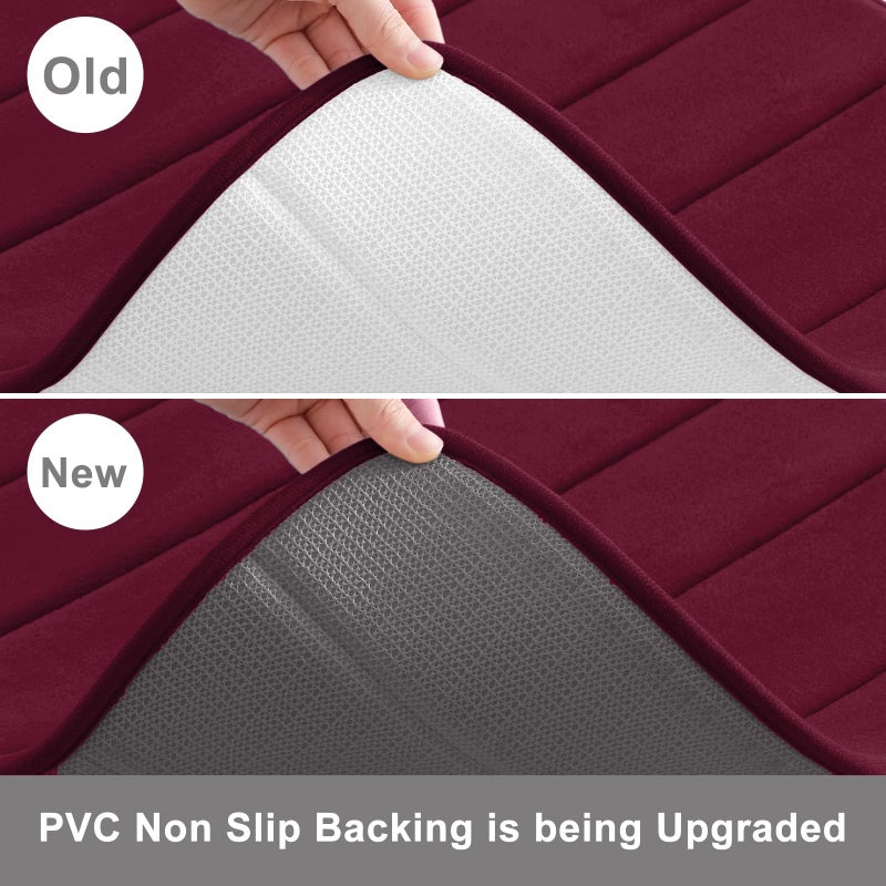 Buganda Memory Foam Bath Mat, 24" x 16", Ultra Soft and Non-Slip Bathroom Rugs, Water Absorbent and Machine Washable Bath Rug for Bathroom, Shower, and Tub, Burgundy - Image 3